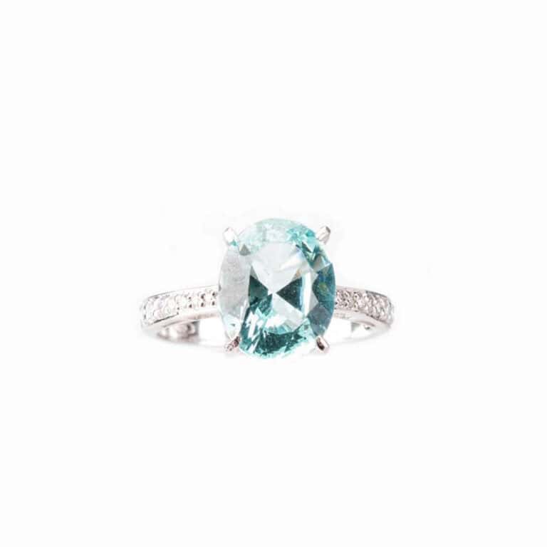 Anello argento pietra acquamarina gambo zirconi 02