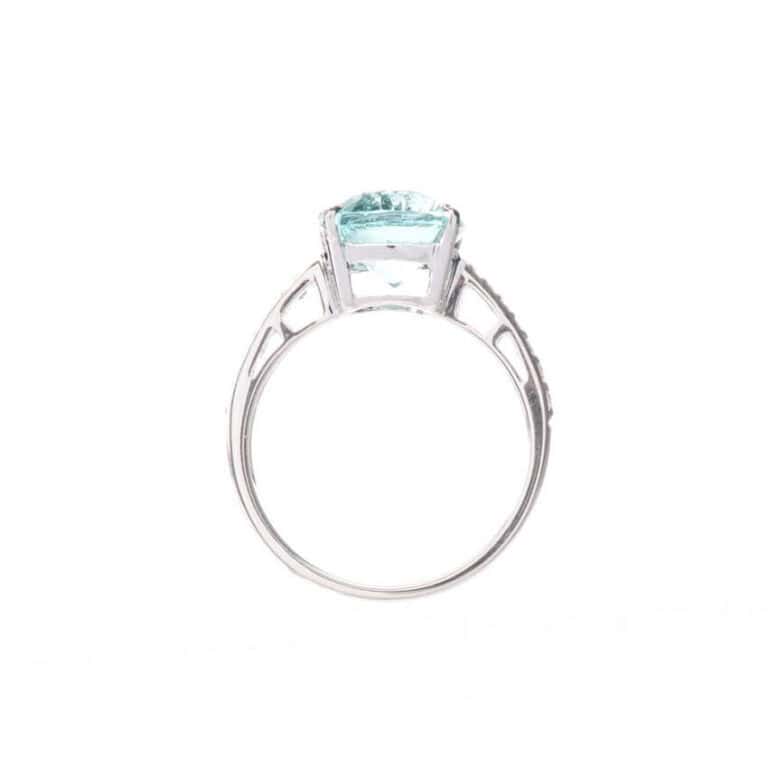 Anello argento pietra acquamarina gambo zirconi 06