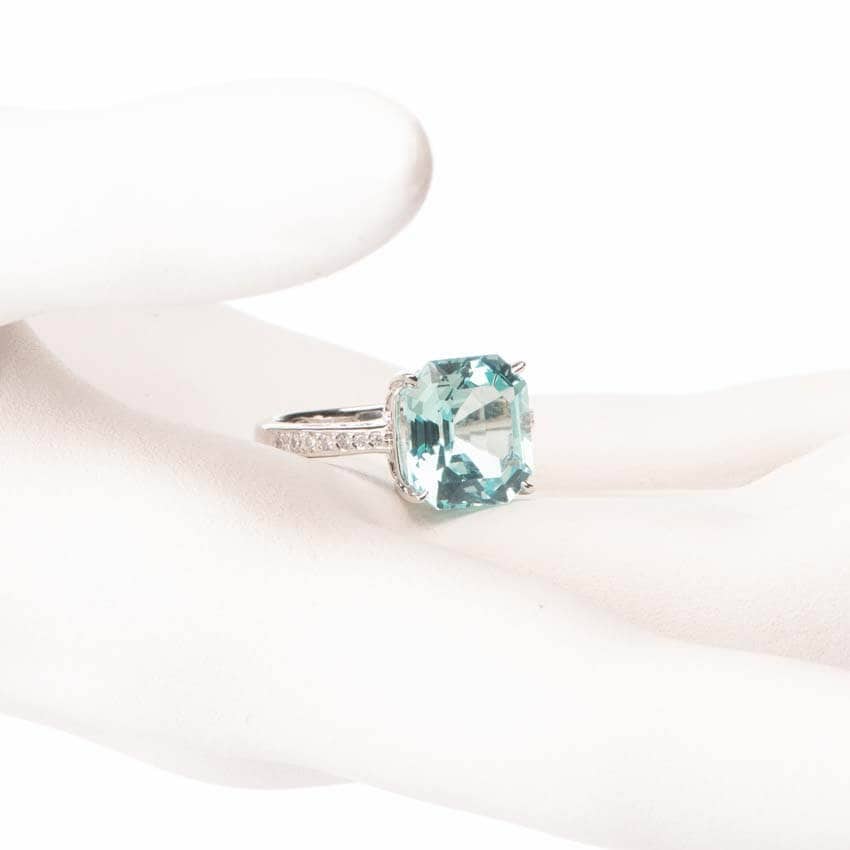 Anello in argento pietra acquamarina a taglio cuscino Chic Ad Hoc