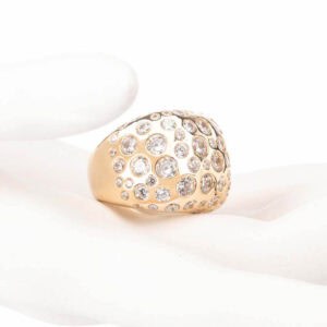 Anello fascia bombata argento zirconi crystal 01
