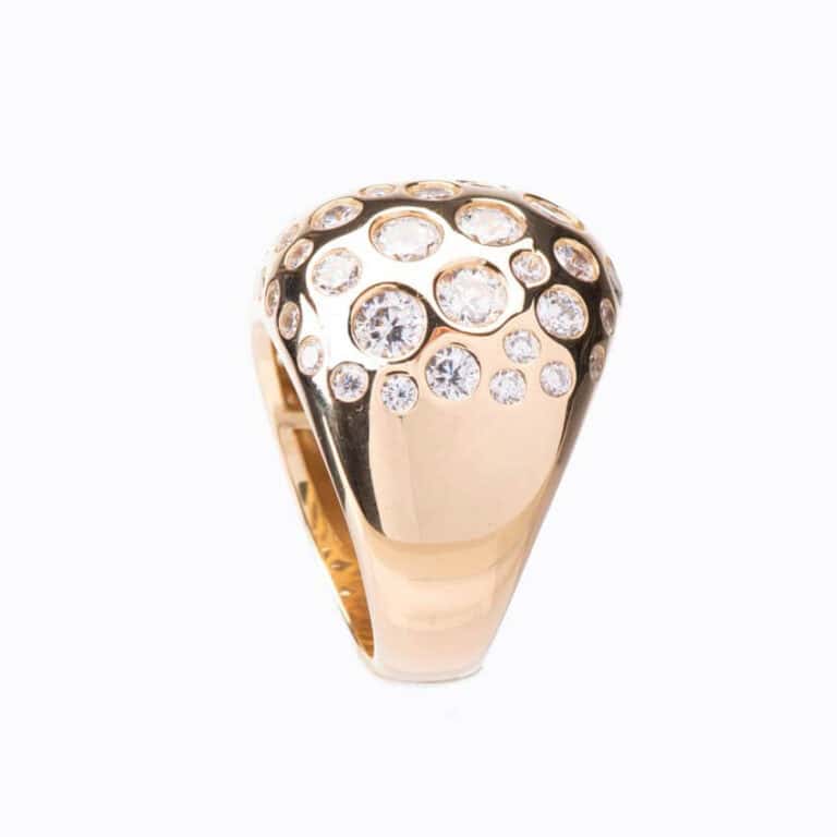 Anello fascia bombata argento zirconi crystal 03