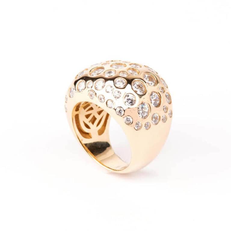 Anello fascia bombata argento zirconi crystal 05