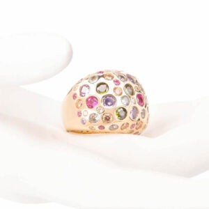 Anello fascia bombata argento zirconi multicolor 01