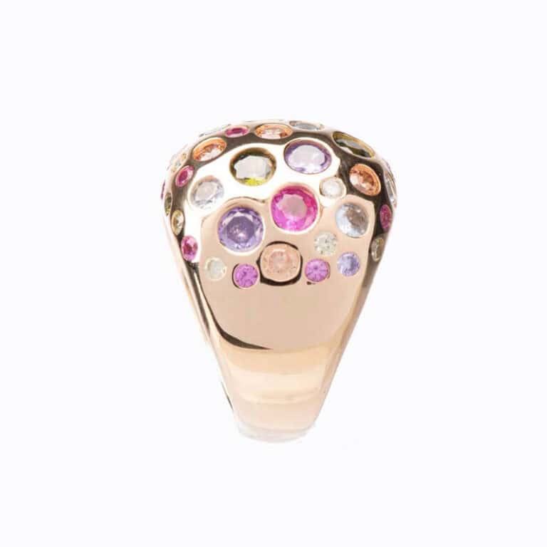 Anello fascia bombata argento zirconi multicolor 03