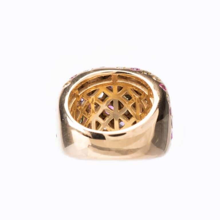 Anello fascia bombata argento zirconi multicolor 04