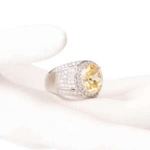 Anello fascia pietra centrale gialla taglio ovale 0