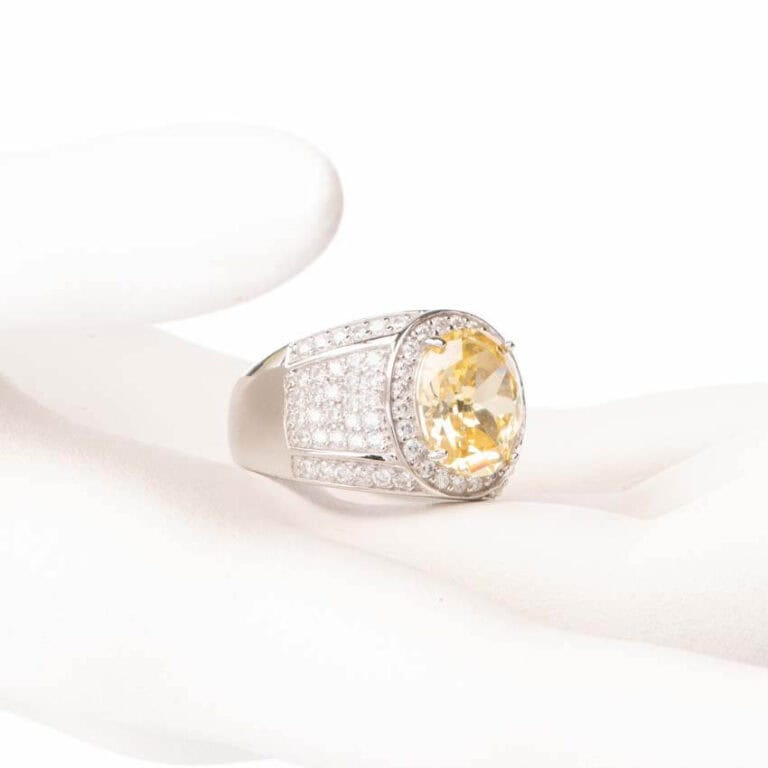 Anello fascia pietra centrale gialla taglio ovale 0