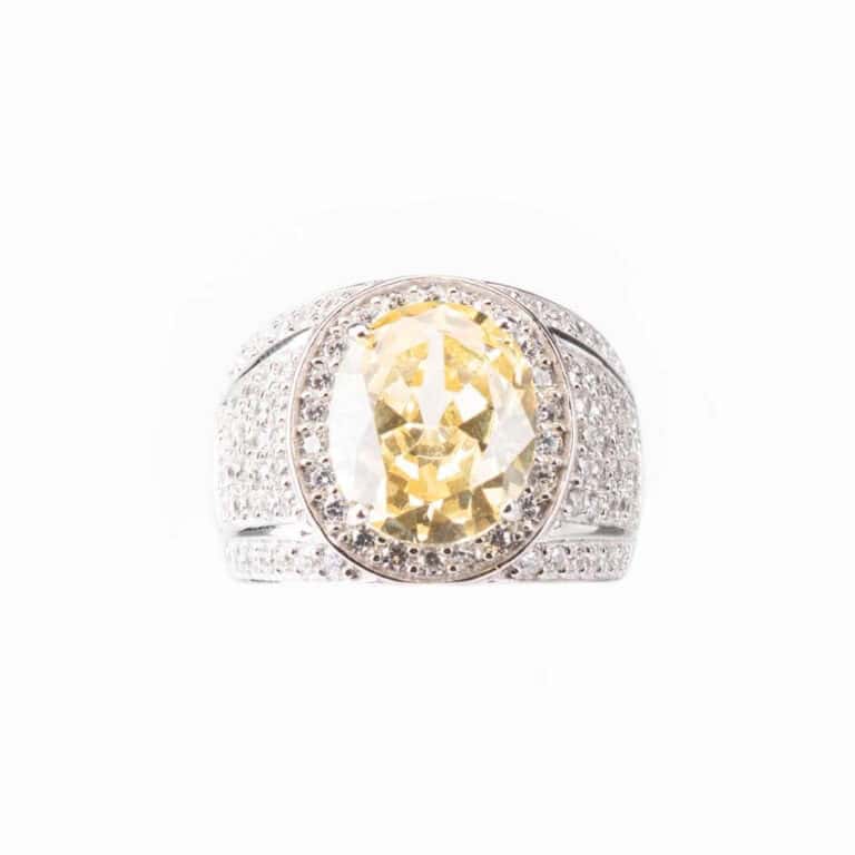Anello fascia pietra centrale gialla taglio ovale 02