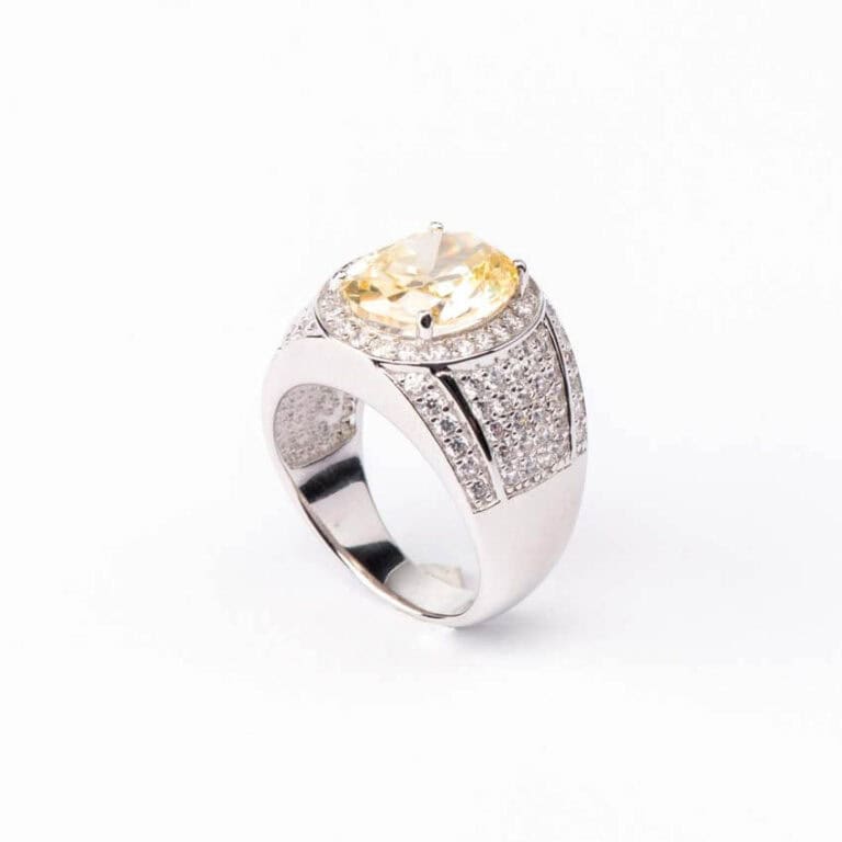 Anello fascia pietra centrale gialla taglio ovale 05