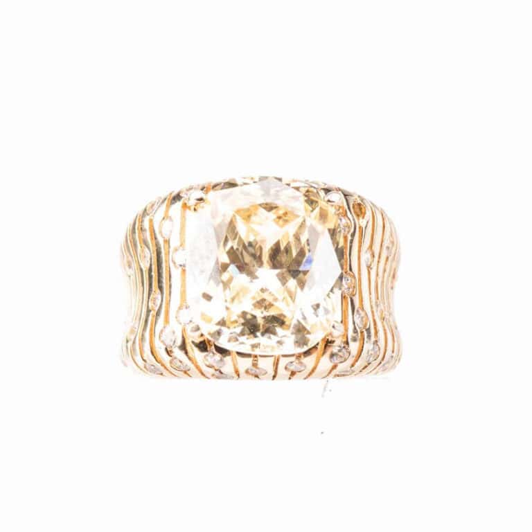 Anello fascia pietra centrale gialla topazio chiaro 04