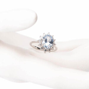 Anello fiore acquamarina petali crystal 01
