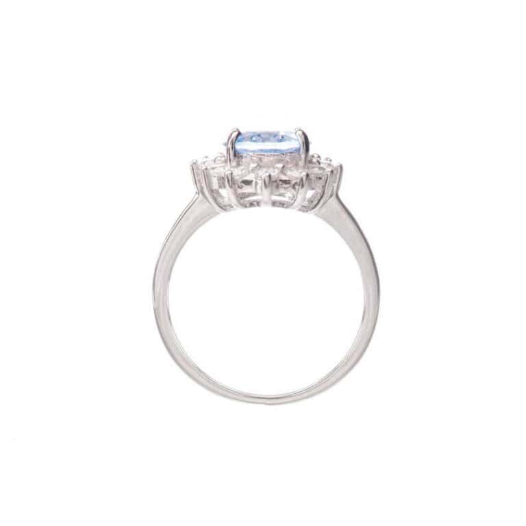 Anello fiore acquamarina petali crystal 04