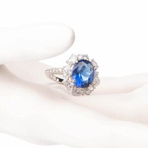 Anello fiore zaffiro petali crystal 01