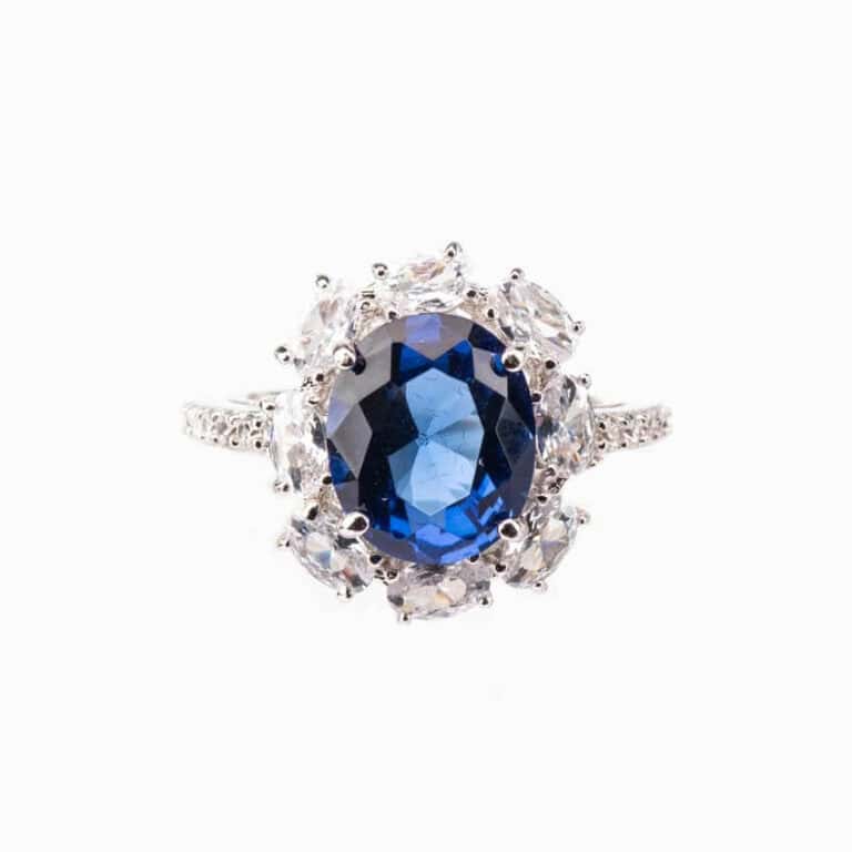 Anello fiore zaffiro petali crystal 02