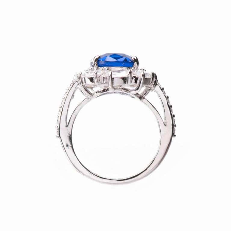 Anello fiore zaffiro petali crystal 04
