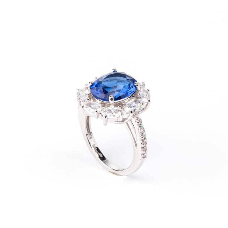 Anello fiore zaffiro petali crystal 05