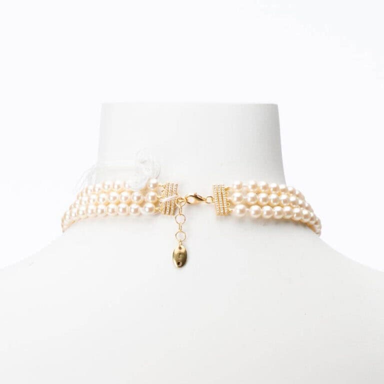 Collana girocollo choker multifili perle - immagine 2