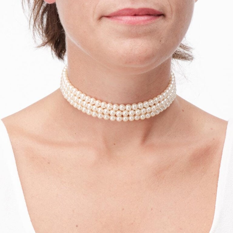 Collana girocollo choker multifili perle - immagine 3