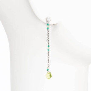 Orecchini perno argento semipreziose pietre verde tormalina 02