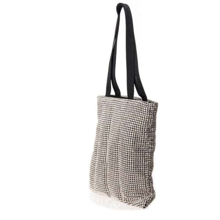 Pochette maglia cristalli argento modello shopper taglia L 02