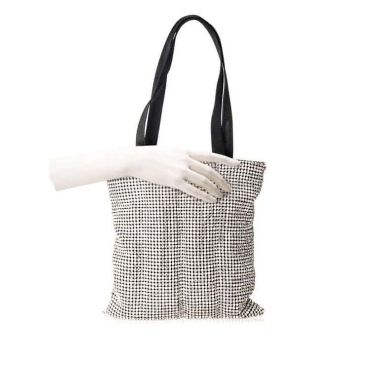 Pochette maglia cristalli argento modello shopper taglia L 03