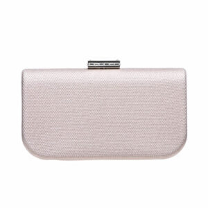 Clutch rigida tessuto scintillante color nude chiusura gioiello 01
